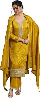 Libas Embellished Silk Blend A-Line Kurta With Palazzo and Dupatta