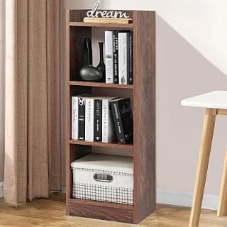 ABOUT SPACE Book Shelf for Home - 3 Tier Cube Book Shelves Engineered Wood Open Book Rack for Study Room, Book Organizer Stand for Library, Bedroom, Living Room, Office (L 33 x B 24 x H 96cm - Walnut)