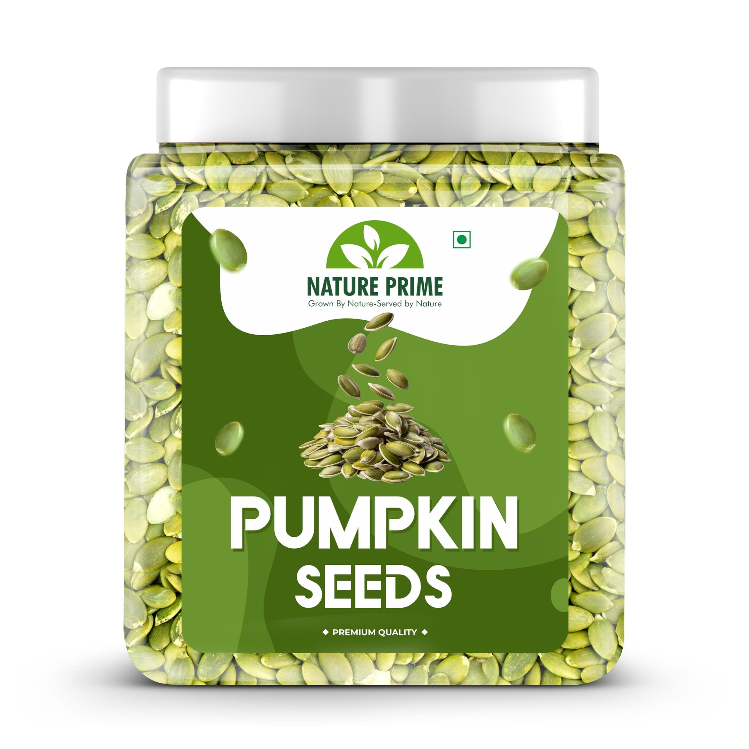 Nature Prime Natural & Premium Pumpkin Seeds 1KG- Raw Seeds for Eating | Protein Rich Seeds | Healthy Superfood Diet Snacks For Gift | Reusable Jar Pack