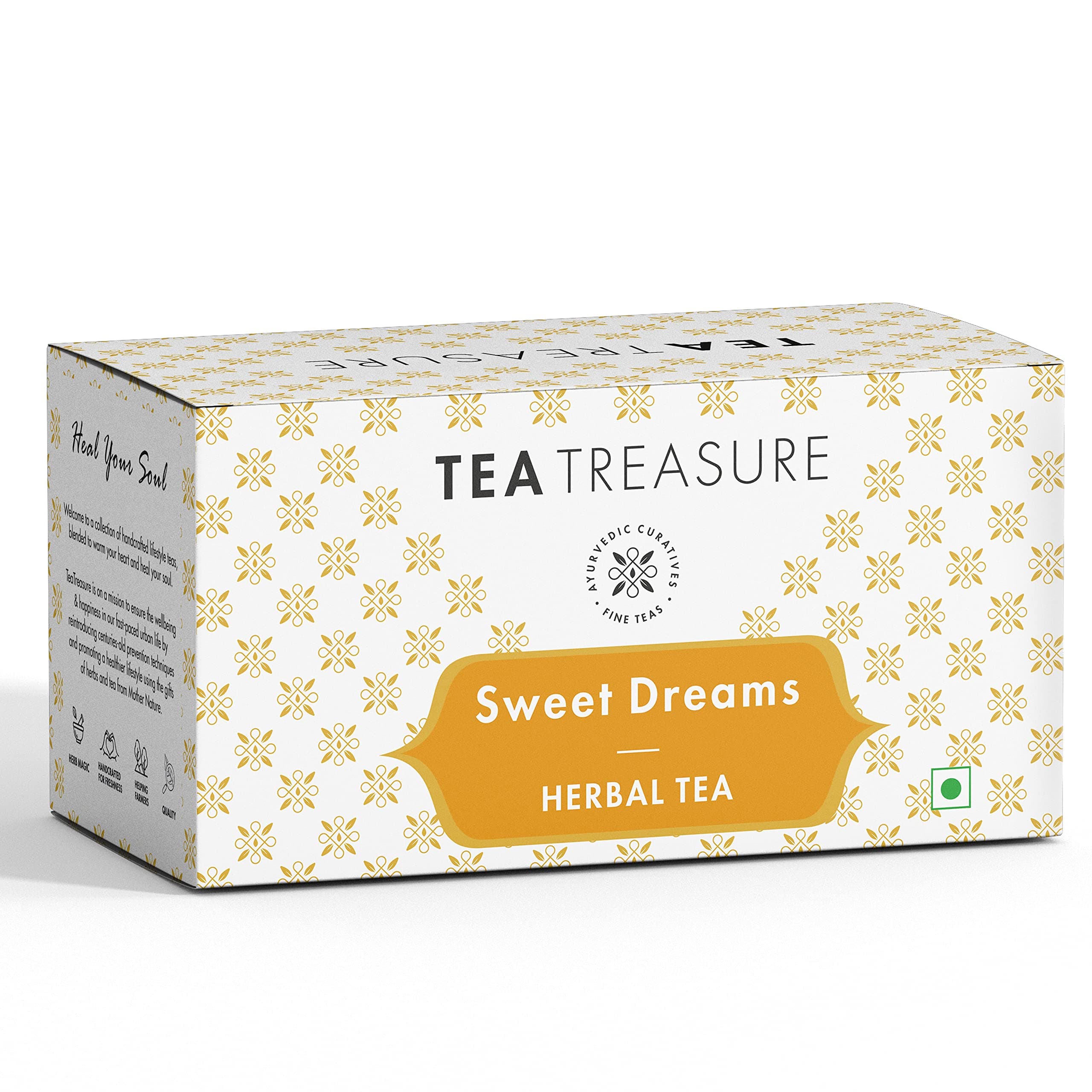 Tea Treasure Sweet Dreams Herbal Tea 25 Tea Bag|Caffeine Free Ayurvedic Tea Stress Relief, Sleep & Digestion|Chamomile, Lemongrass, Lavender & Brahmi -Supports Calm & Restful Sleep