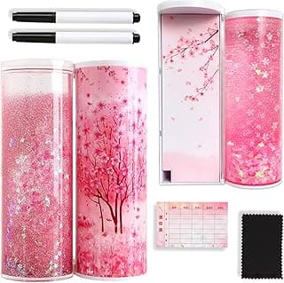 SNAPTRON Latest Pencil Box for Girls Kids - Multi-Function Pencil Case with Calculator, White Board, Marker & Storage, School Box for Girls Cute Geometric Compass Pouch Accessories