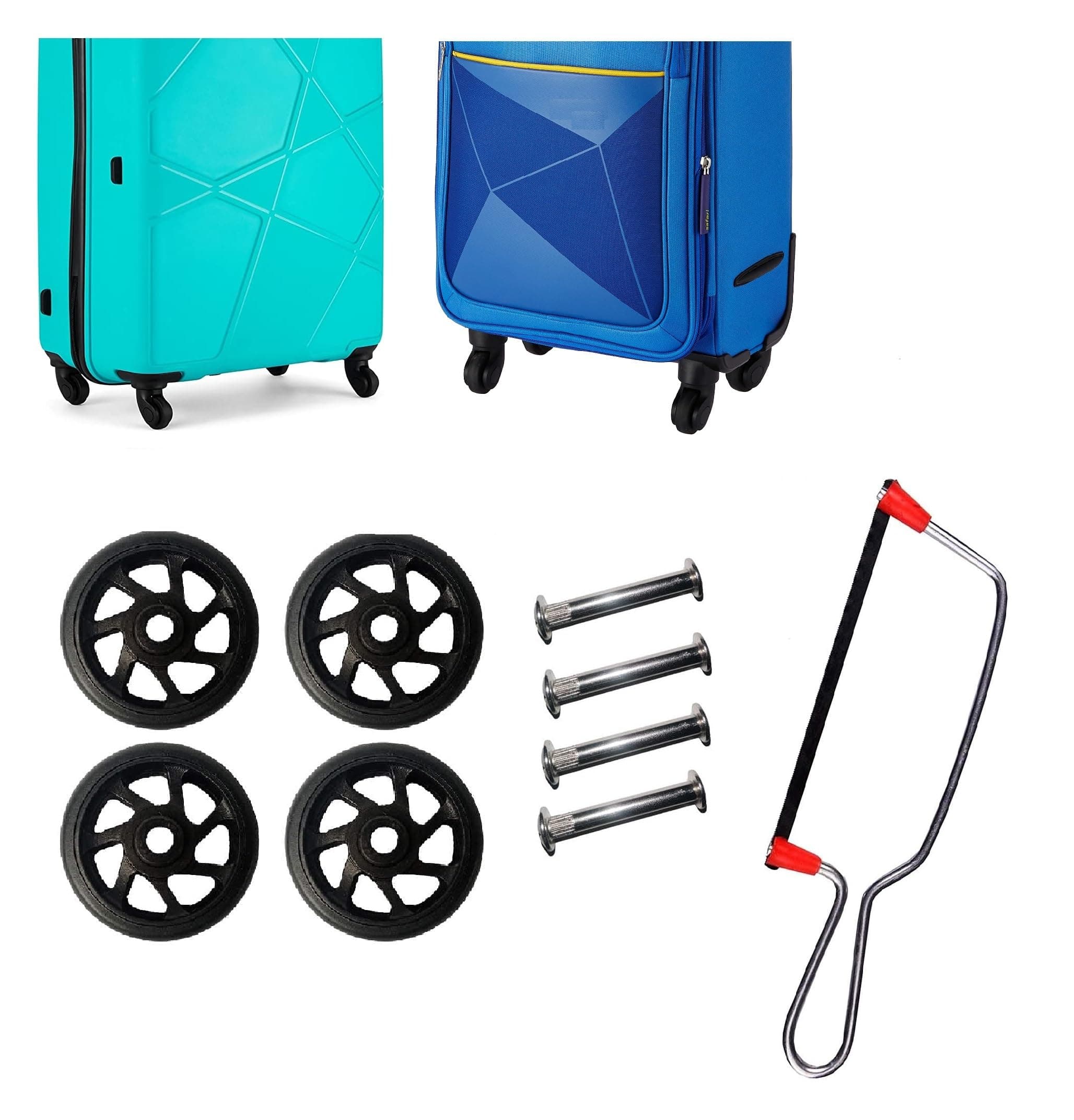 Rubber Luggage Part for Replacement and Repair Travel Trolley Bag Suitcases for Luggage Parts (5Cm Wheel(4 Pcs)+1Cutter