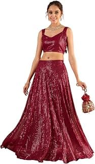 Women Sequence Sleeveless Crop Top With Anarkali Skirt