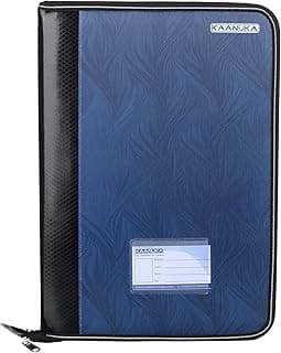 KAANUKA PU Leather Executive Portfolio File Folder – Legal Size Document Holder with 20 Leafs/Pockets, Certificate Organizer, Professional Zip File for Office, School & Business Use