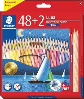 Staedtler Luna Classic Water Color Pencils set of (48+2) colour pencils - 137 10 C48P with extra bonded break resistant leads