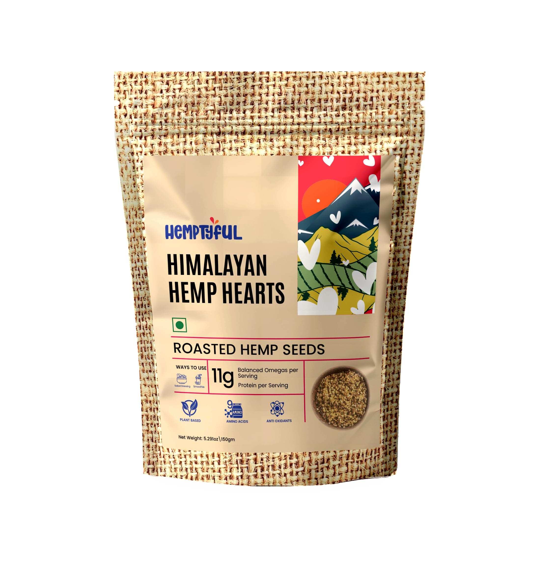 Roasted Hemp Hearts (150g) |11g Protein per Serving | 11g Omegas per Serving