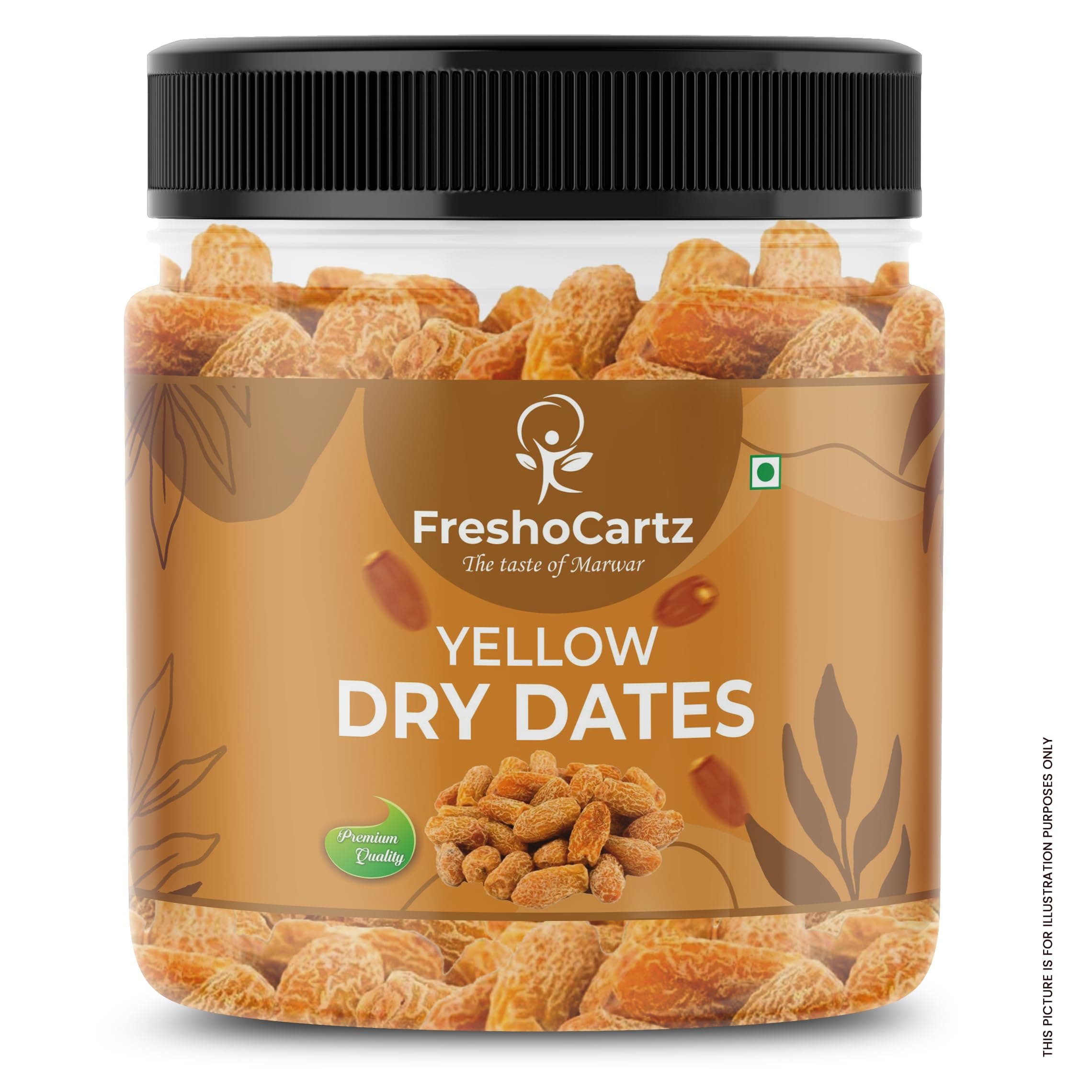 FreshoCartz Yellow Dry Dates | Peela Sukha Khajoor | Dry Chuhara | Chuara | Kharek | Kharak | Kharik | Pili Kharak | Dates Dry Fruits - Jar Pack (Dry Dates, 1kg (Pack of 1))