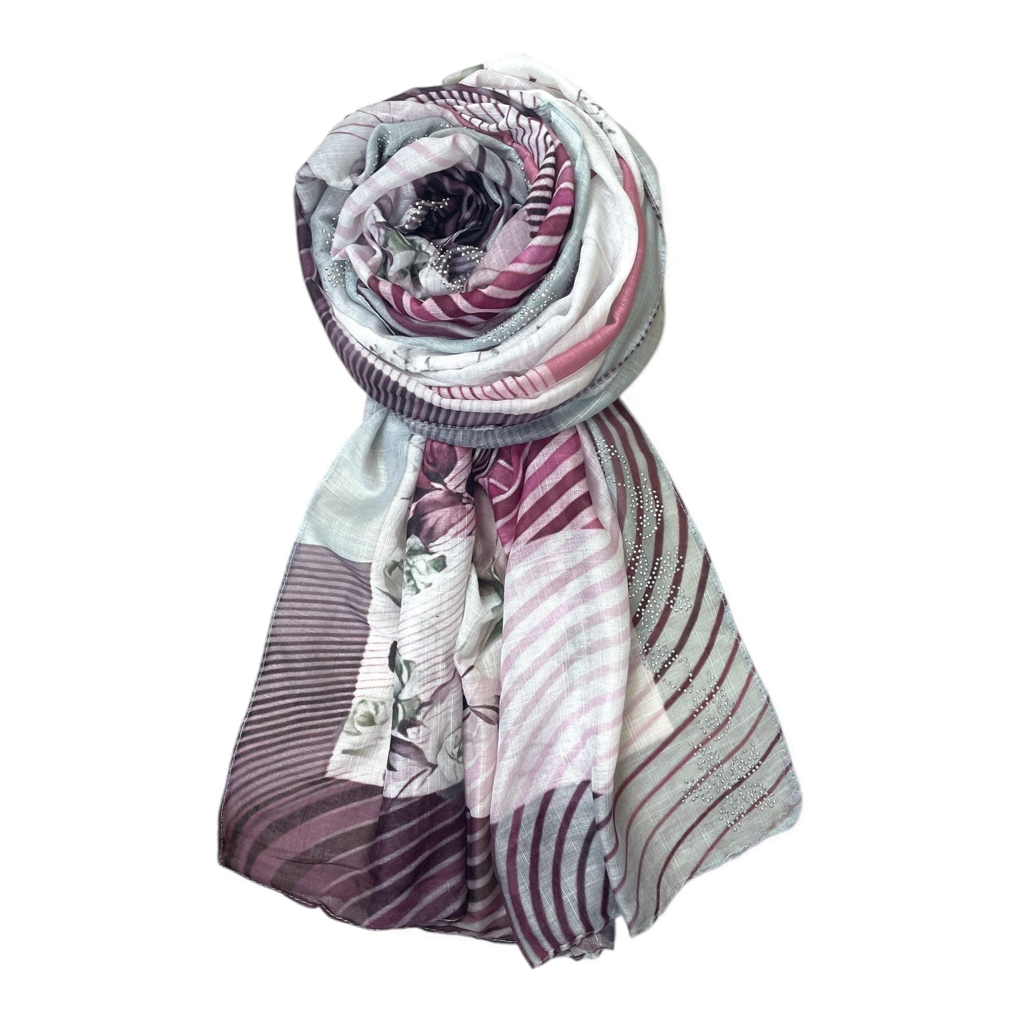 FAHABO Cotton Scarf for Women Stylish, Stole with Rhinestones