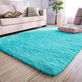 Modern Fluffy Silky Micro Fiber Polyster Carpet/Runner for Bedroom, Study Room, Playing Room, Guest Room ETC 5x8 Feet C-37