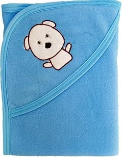 BRANDONN Classic Polar Fleece Side Border Baby Blanket (Blue)