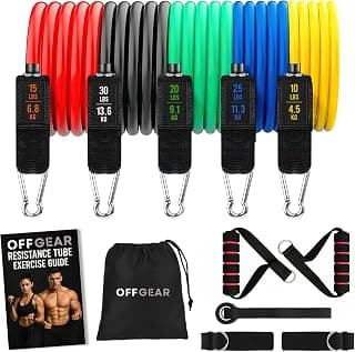 Resistance Bands Set for Home Workout – Stackable Resistance Tubes with Handles, Ankle Straps, Door Anchor & Exercise Guide | Full Body Training Bands for Men & Women