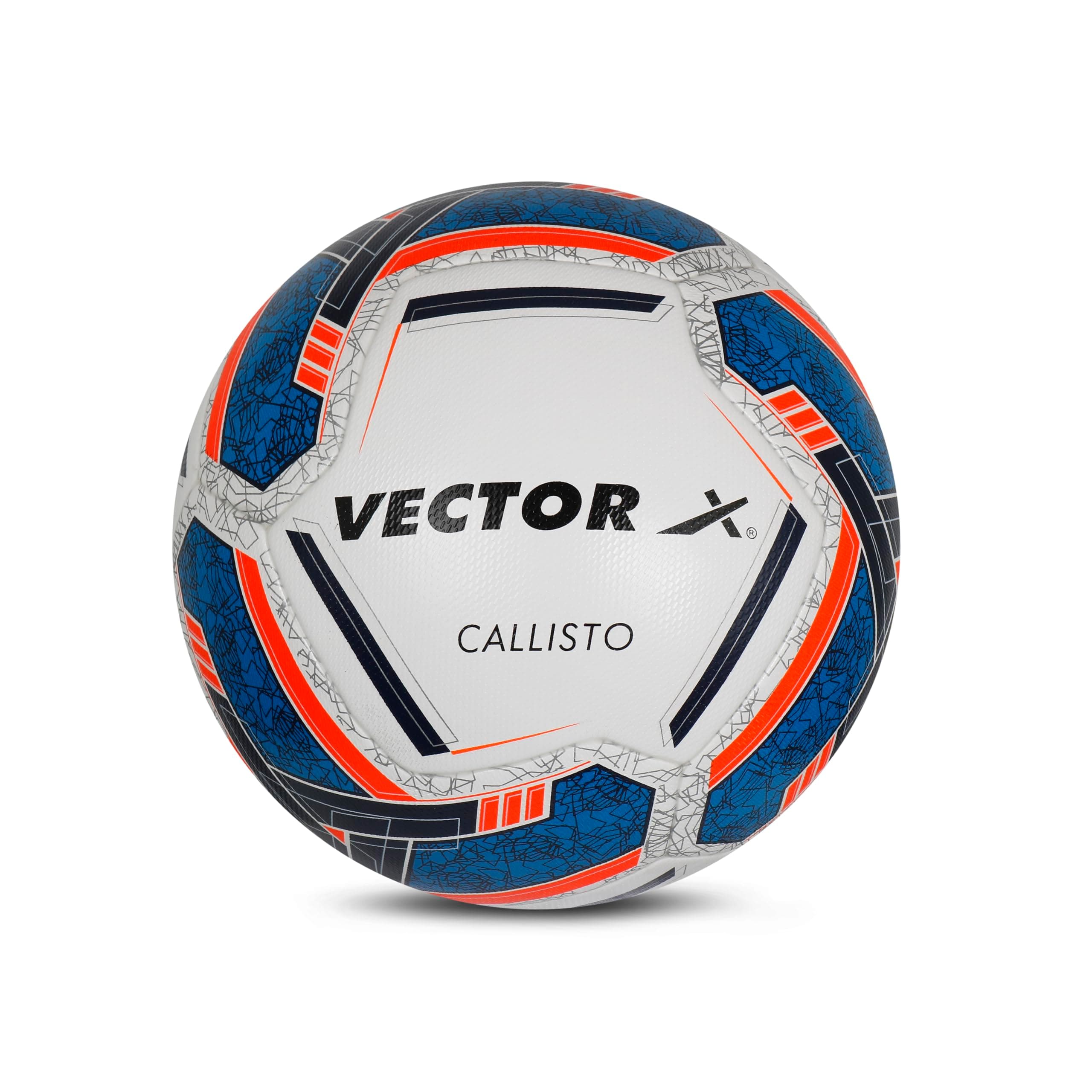 Vector X 8 Panel Callisto Microfiber Embose PU Thermobonded FIFA Quality Indoor/Outdoor Football with Latex Bladder, Blue-Orange, Size 5, Suitable for Match and Training for Adults 15+ Years