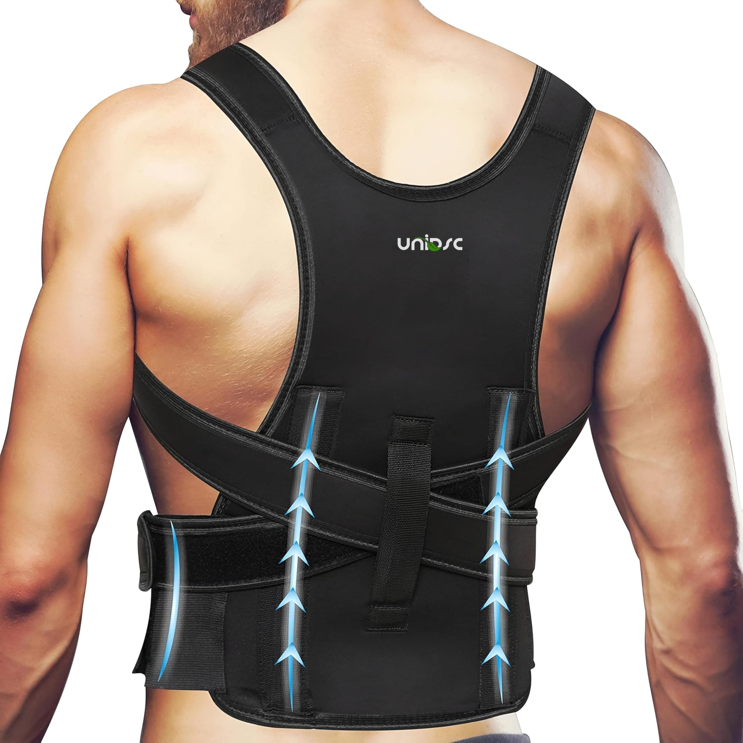 UNIDSC Posture Corrector Belt for Men & Women | Adjustable Back Support Belt for Pain Relief, Shoulder & Spine Alignment | Universal Size (Metallic Design) | Back Straightener for Everyday Use (Posture Corrector Belt)