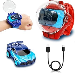 VGRASSP Wrist Watch Remote Controlled Mini Car Toy for Kids with USB Charging Cable - Rechargeable 2 Function Remote Watch - Color and Design As Per Stock