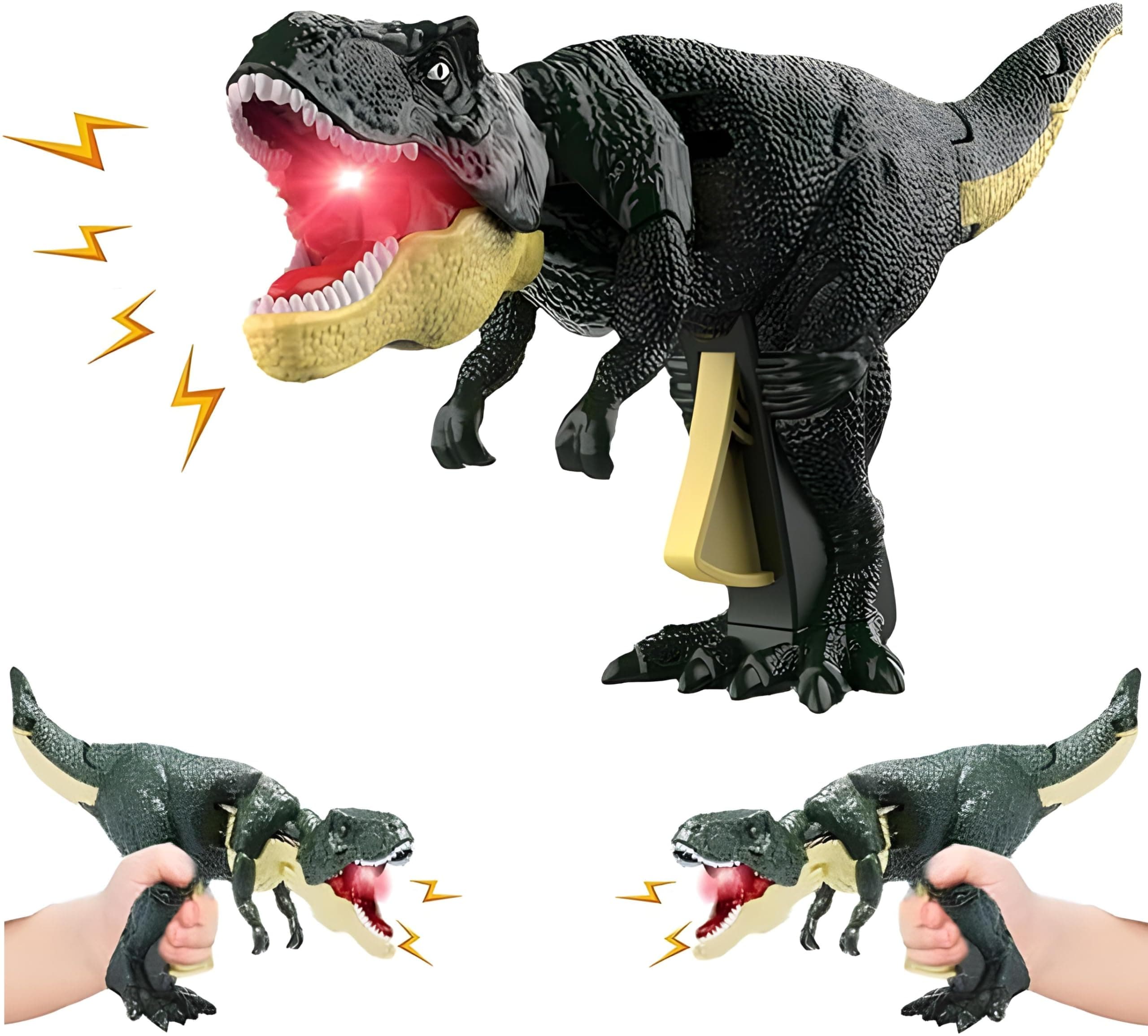 Toybot Dinosaur Dinosaur Figure Set - The T-Rex Dinosaur Toy with Biting Roaring Function, Simulation Sound Effect Will Shake Head Swing Tail Realistic Actions Best Gift for Kids (Green)