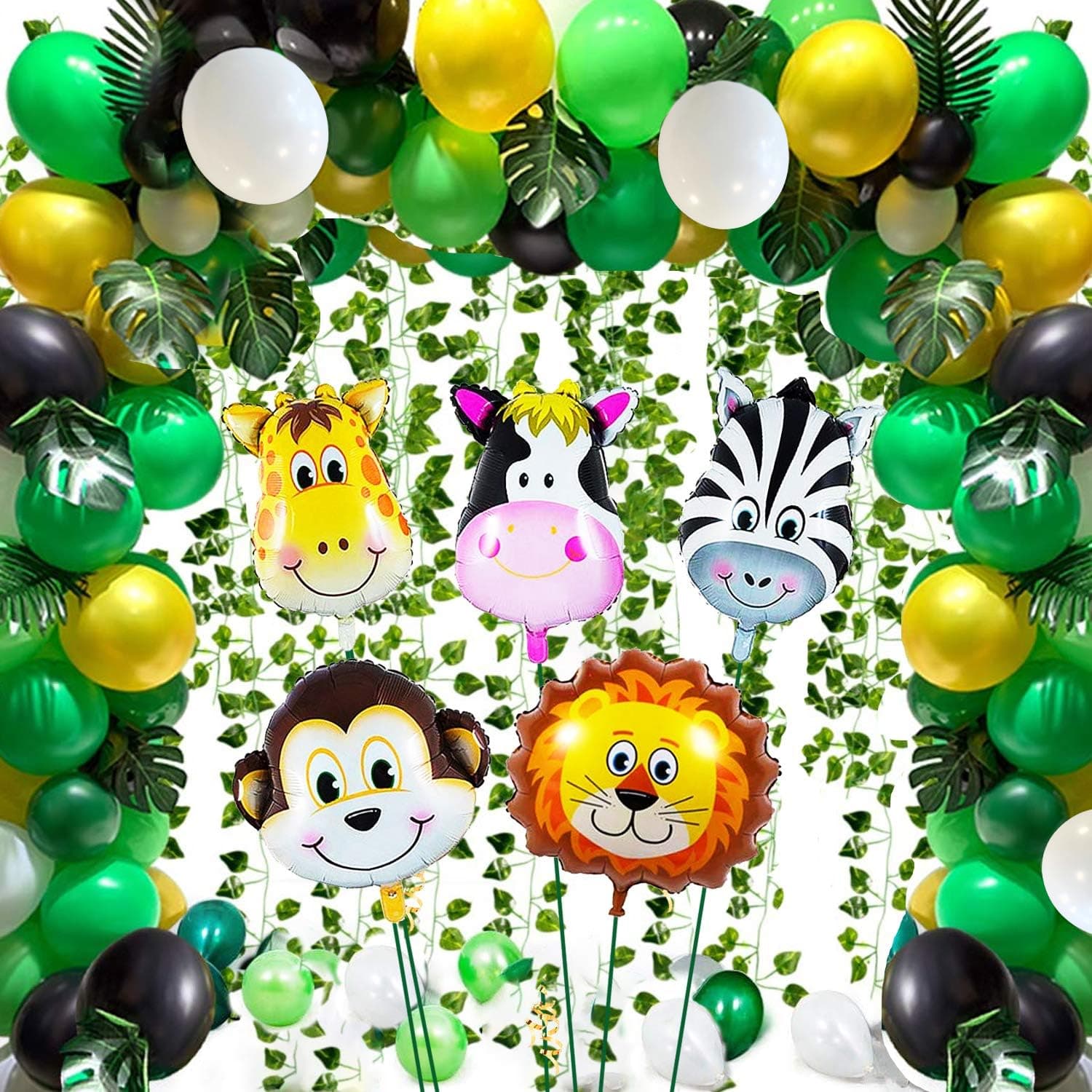 Party Propz Jungle Theme Birthday Decoration Kit- 78 Pcs, Animal Theme Bday Decorations | Animal foil Balloons | Jungle Safari Theme birthday Decorations for Kids, Jungle Theme Balloons