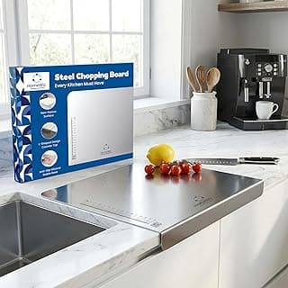 HomeWiz Stainless Steel Chopping Board | 41 x 31 cm Large | 304 Grade Food-Safe Steel | Heavy Duty Steel Board | for Fruits, Vegetables, Meat & Dough Kneading | Built for Everyday Use | Made in India