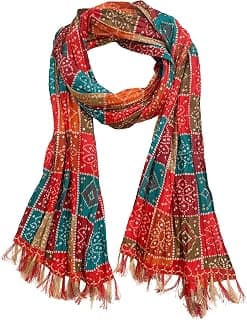 AKSHADEEP Women's Cotton Blend Bandhani Print Dupatta with 2.20 Meters | Women’s cotton printed dupatta with tassels
