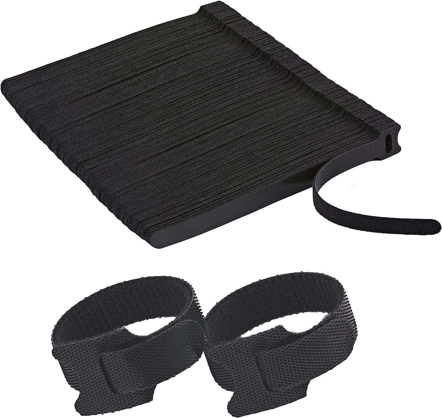 INOVERA (LABEL) 300 Pieces Cable Organizer Hook & Loop Tape - Wire/Cord Holder Management Strap - Reusable Hook & Loop Ties for PC, TV, Desk, WFH Accessories - Black