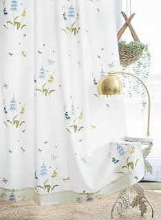 Tranquebar Curtain Co. Window Curtains 5 Feet, 60-65% Room Darkening, Blue Butterfly & Floral Print, Cotton Curtains for Window, Cotton Curtains 5 Feet Long Set of 2, BackTabs, Titli (152 cm)