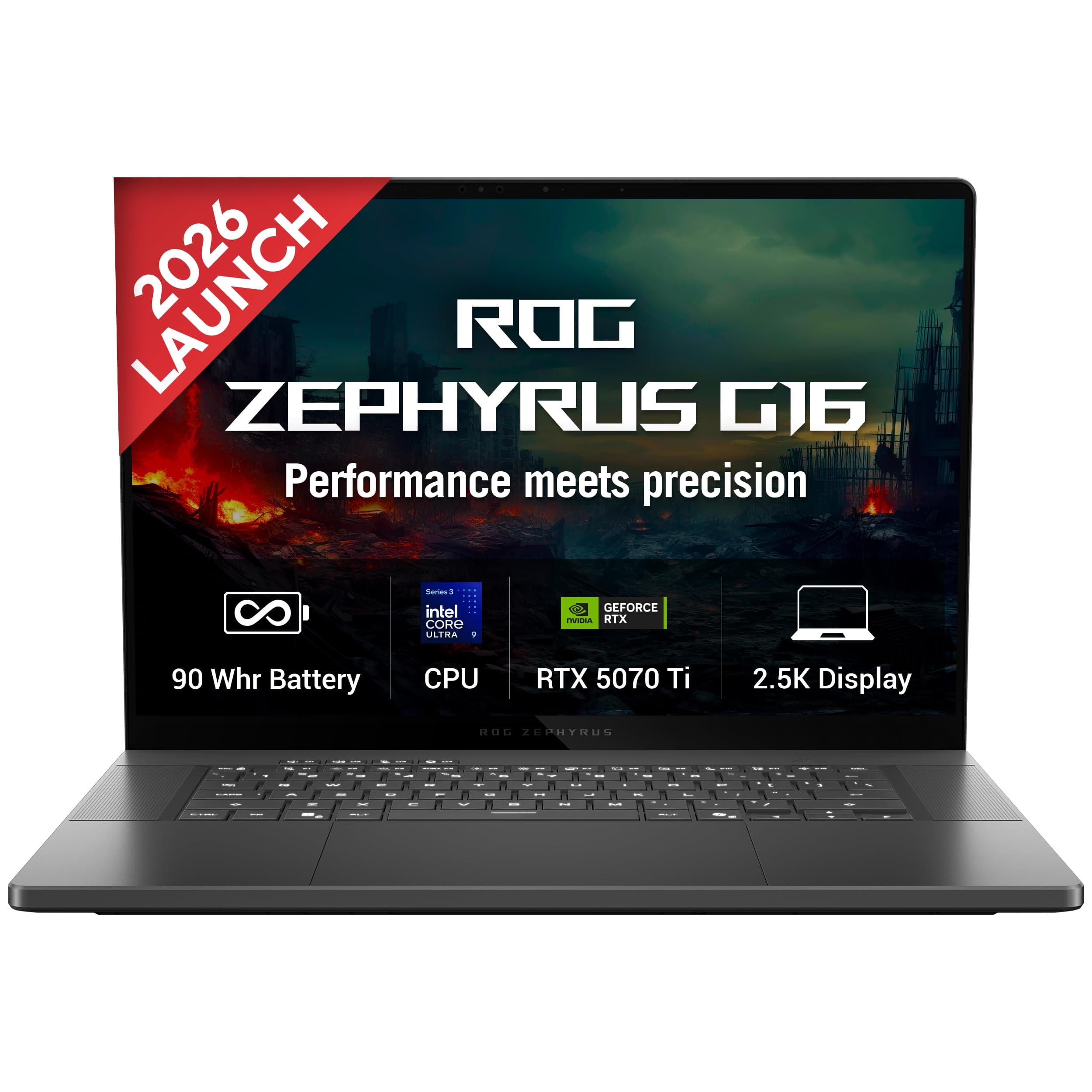 ASUS ROG Zephyrus G16 (2026),Intel Core Ultra 9 386H (Series 3),RTX 5070 Ti-12GB,32GB RAM,2TB SSD,OLED,16"(40 cm),240Hz,Win 11,M365 Basic(1Y),Office 24,Gray,1.9 Kg,GU606AR-TB039WS,Gaming Laptop