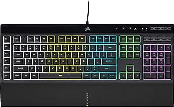 Corsair K55 RGB PRO Membrane Wired Gaming Keyboard – IP42 Dust and Spill-Resistant – 6 Macro Keys with Elgato Integration – iCUE Compatible – QWERTY NA – PC, Mac, Xbox – Black