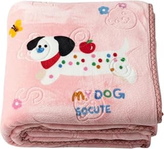Premium Ultra Soft Baby Blanket Warm &Lightweight Blanket for Newborns & Kids|Cozy, Skin-Friendly, Breathable Baby AC Blanket with Cute Animals Print (Pink Dog)