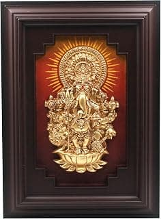 SHILPASREE Fiber / Resin Shubha Drishti Ganapathy Wall Hanging, 10X14 Inches