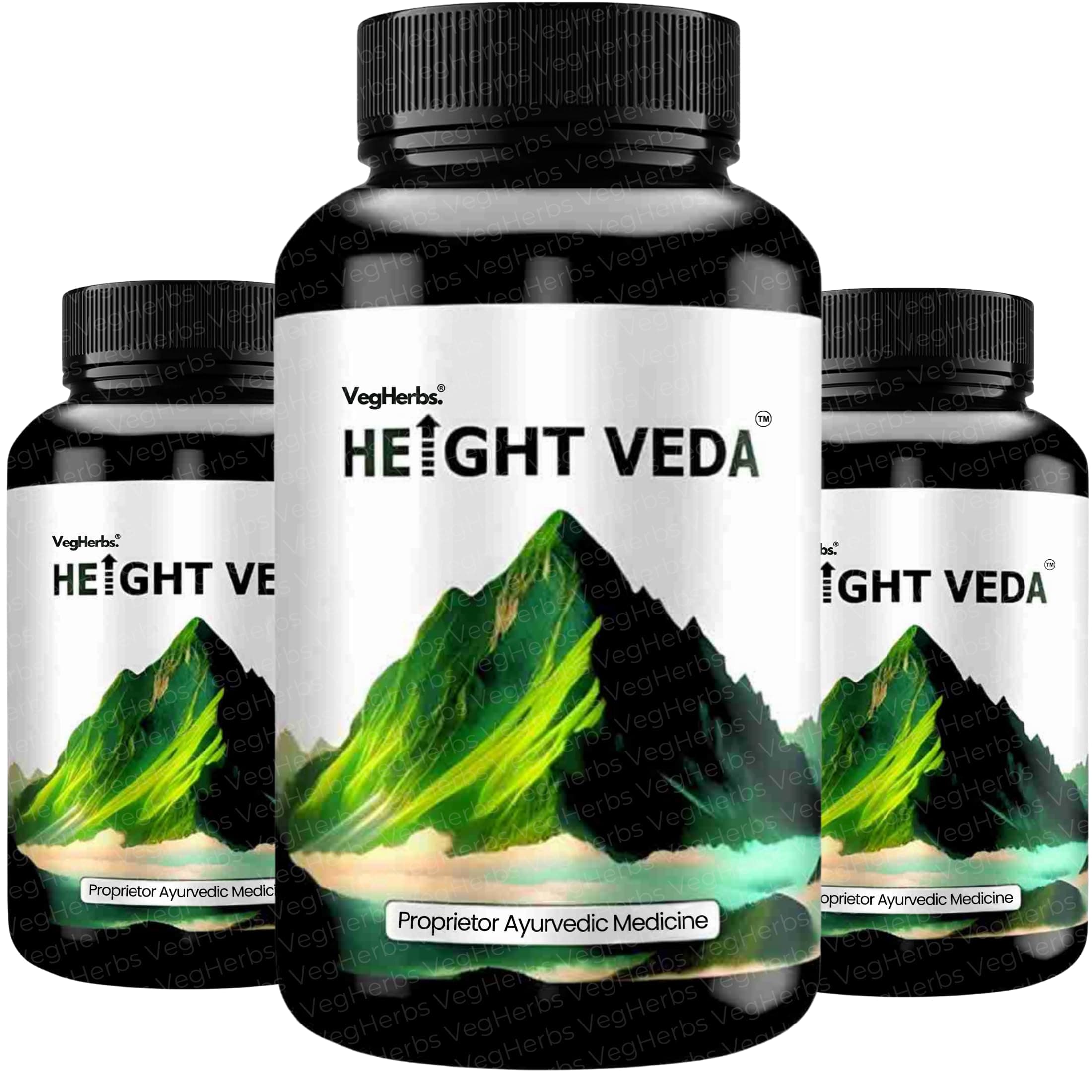 VegHerbs Height Veda 30 Capsules | Supreme Formula Aurvedic Powder 30 Capsules (Pack of 3)