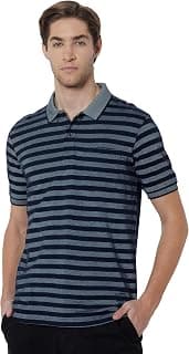 Peter England Men's Cotton-Polyester Blend Striped Polo T-Shirt | Casual Wear | Durable & Trendy