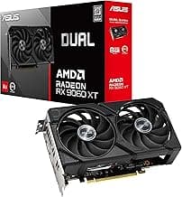 ASUS Dual Radeon RX 9060 XT 8GB GDDR6 Graphics Card, PCIe 5.0, HDMI 2.1b, DisplayPort 2.1a, 2.5-Slot Design, Axial-tech Fan Design, 0dB Technology