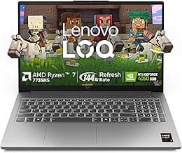 Lenovo LOQ Essential AMD Ryzen 7 7735HS | NVIDIA RTX 4050 6GB (16GB RAM/512GB SSD/144Hz Refresh Rate/15.6" (39.6cm)/Windows 11/Office Home 2024/3 Mon. Game Pass/Grey/1.8Kg), 83S0009TIN Gaming Laptop