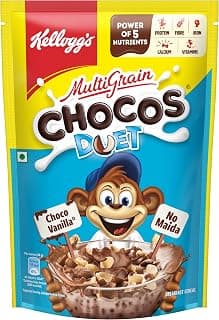 Kellogg's Multigrain Chocos Duet 375g | Source of Calcium, High in Protein, with 10 Essential Vitamins & Minerals, Source of Fibre | Breakfast Cereal for Kids