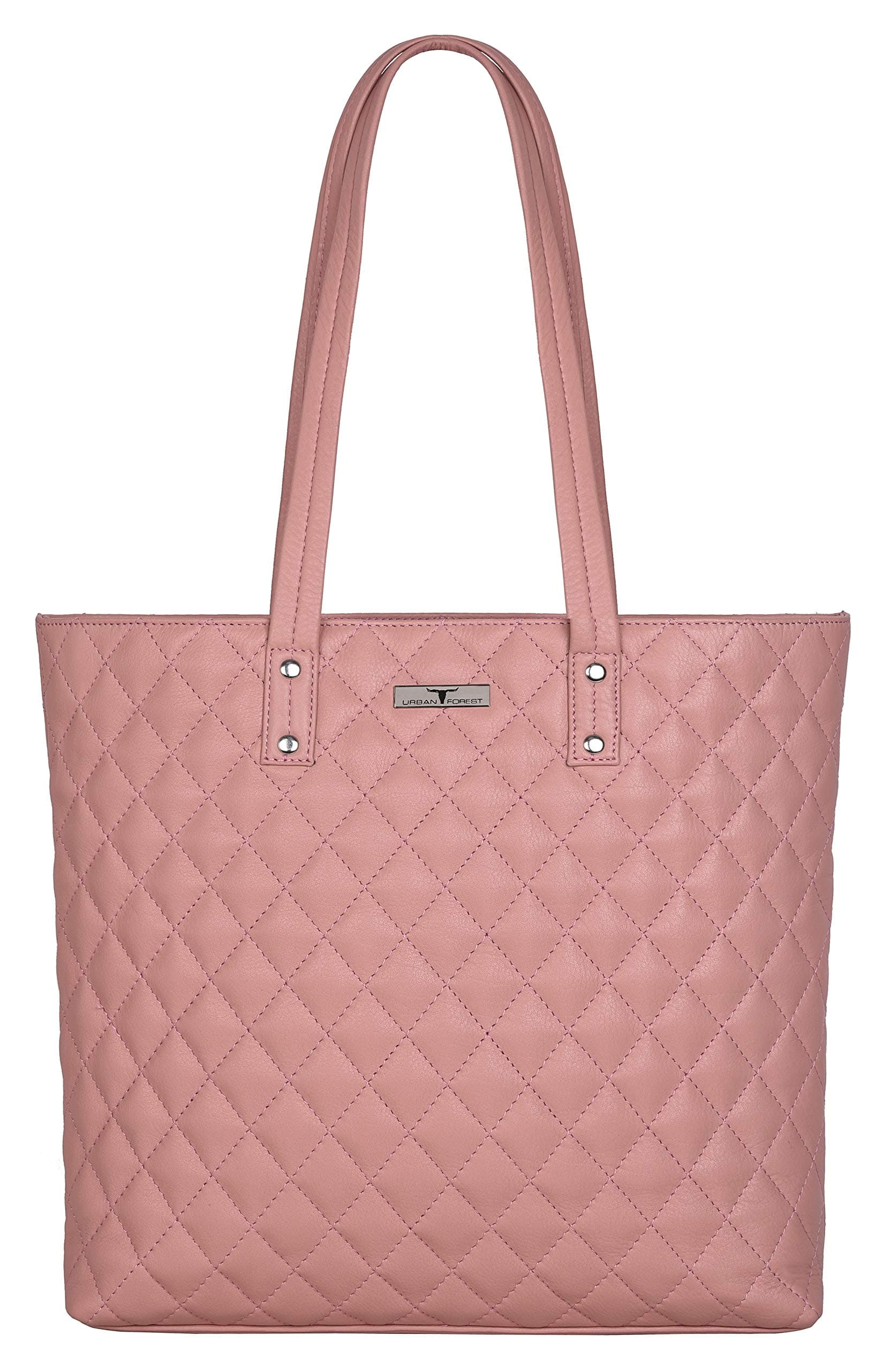 URBAN FOREST Nancy Pastel Pink Quilted Leather Handbag for Women