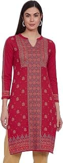 global desi Women's Synthetic Regular Kurta