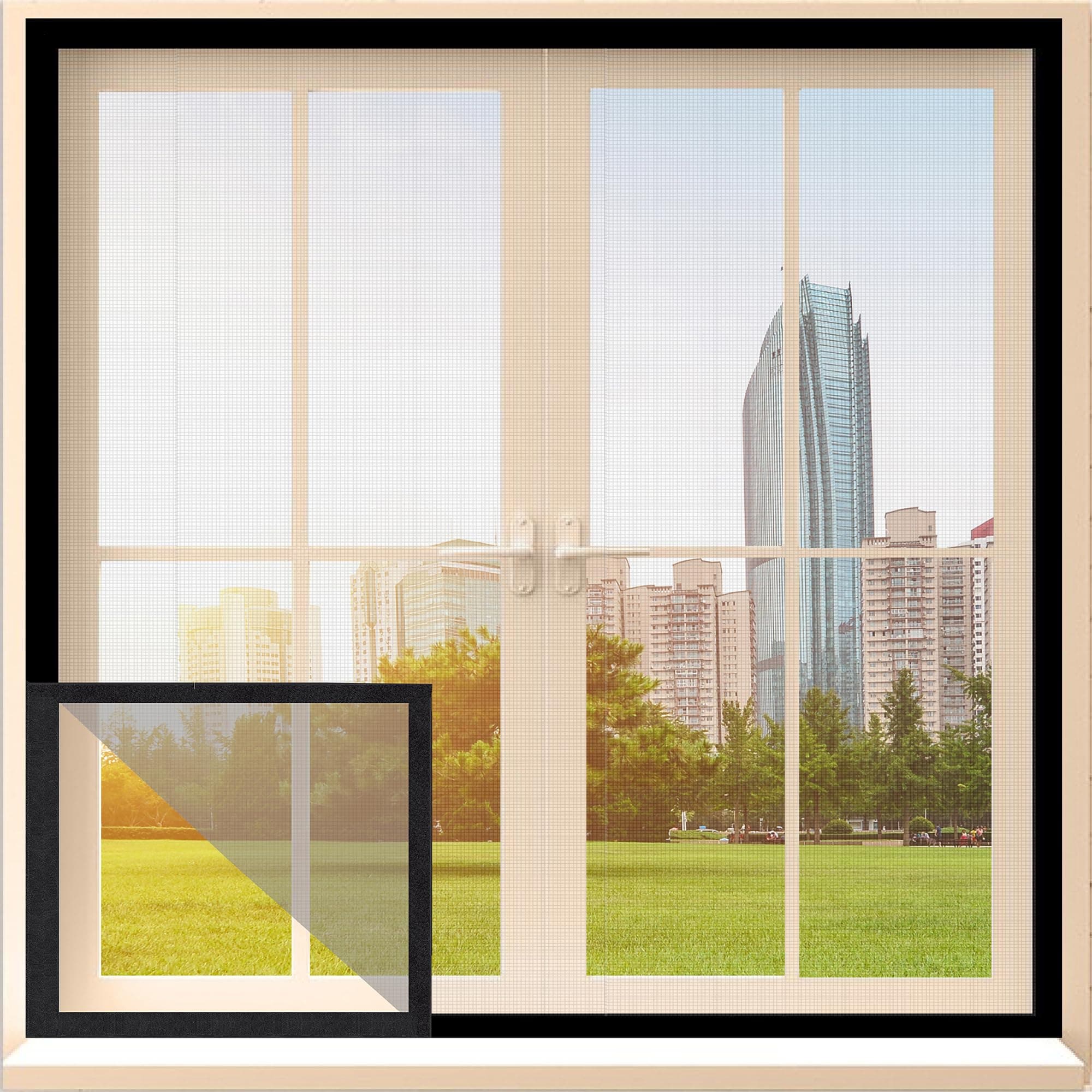 Classic Mosquito Net for Windows | 60X60 cm | 120 GSM Fiberglass Mesh |Pre Stitched Window Net for Home | Self Adhesive Hook & Loop Easy Install | Protection from Mosquitoes & Insects |Black