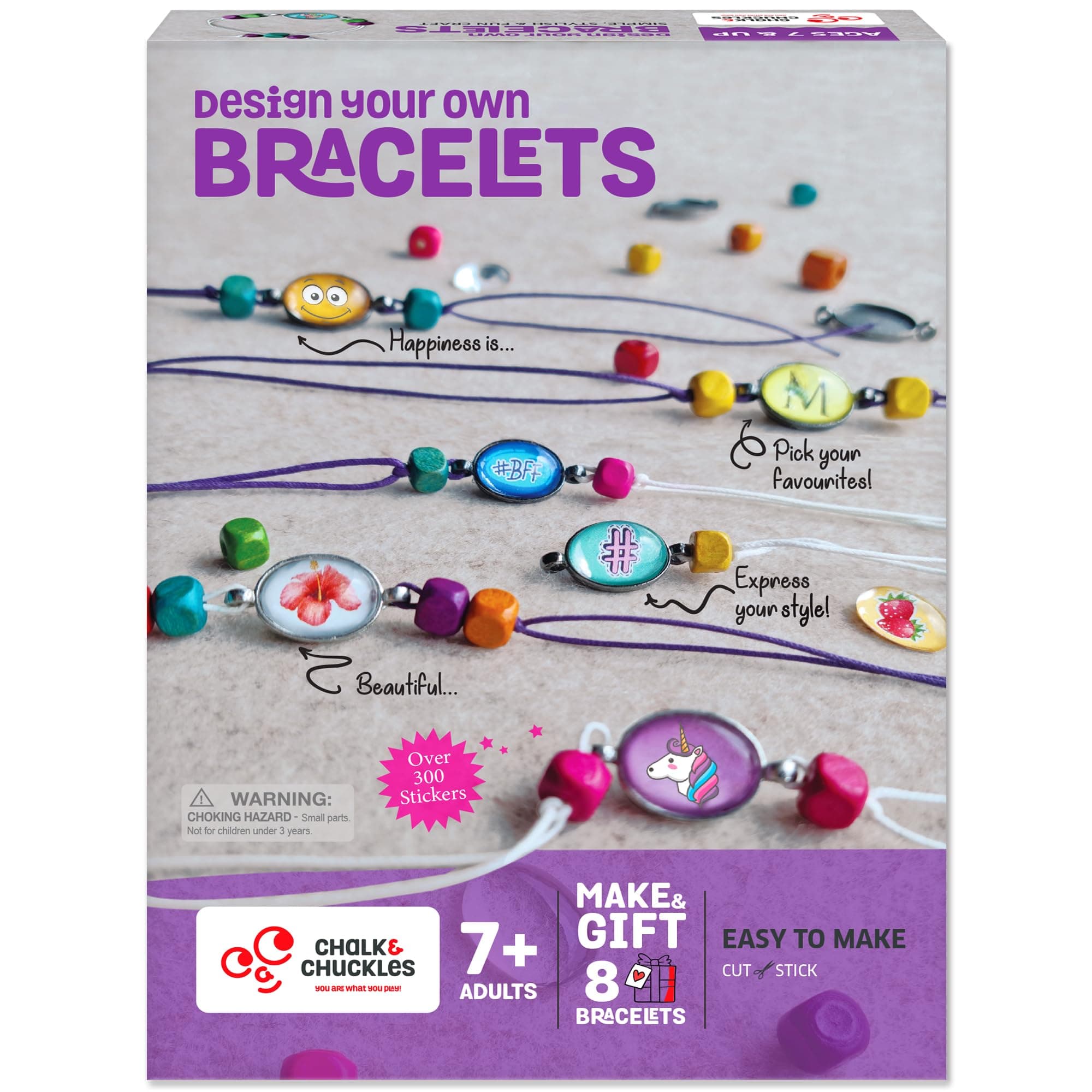Chalk & Chuckles Bracelet Making Kit for Girls 8–12, DIY Jewellery Kit | Art and Craft Activity with Glass, Metal & Wooden Beads, Friendship Bands, Rakhi, Birthday Gift for Kids Ages 9 10 11 12