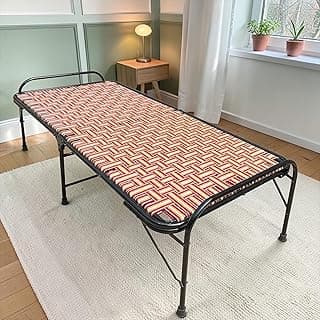 Nattnak Heavy Duty Folding Bed, Multicolour, Dobule Frame, Double-Layer Nylon Niwar, 3ft x 6ft | No Assembly Required | Double Frame