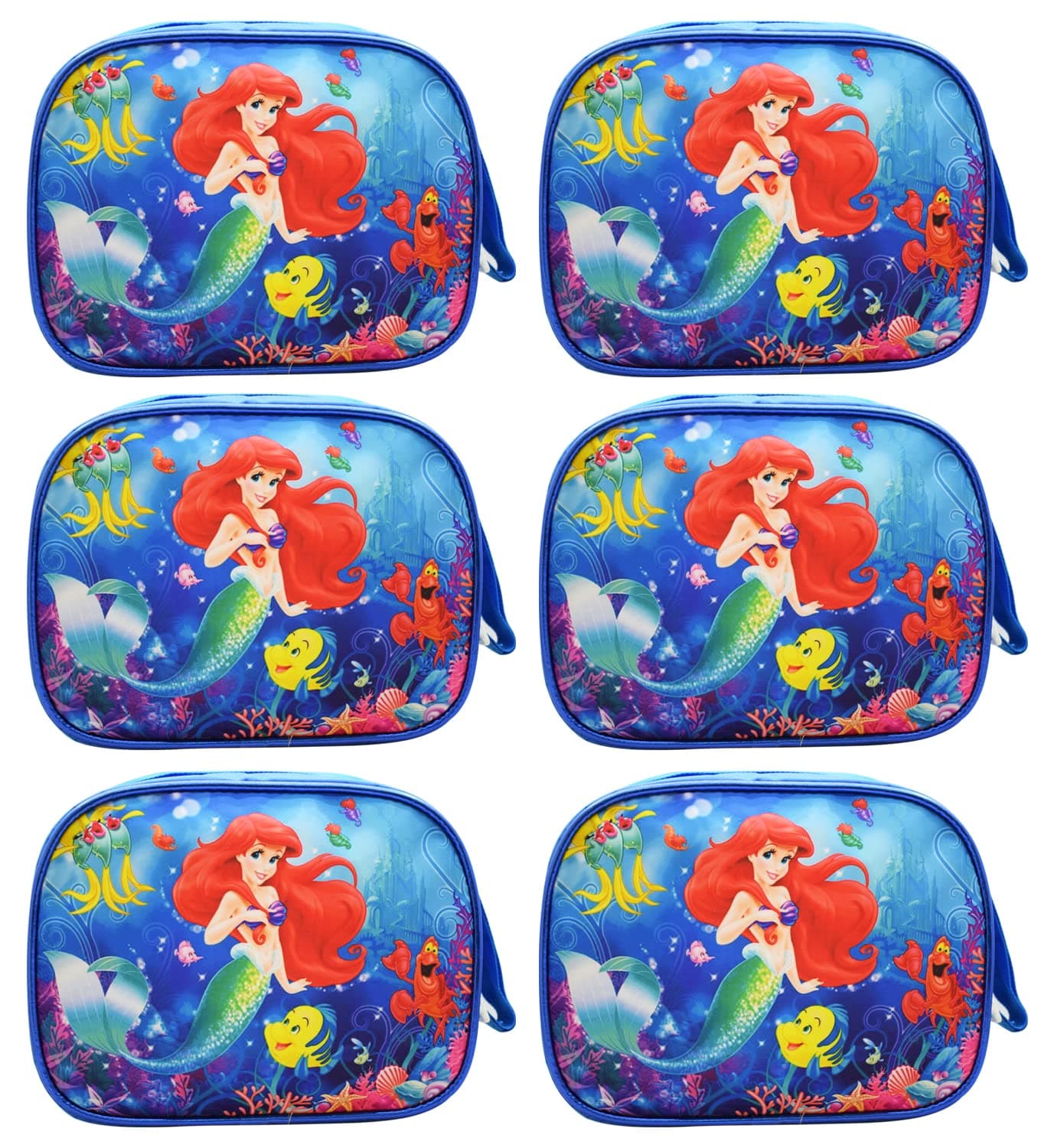 Asera Polycotton Unisex Mermaid Blue Set of 6 Pcs Handbag, Multicolour