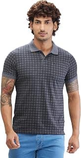 Parx Men Regular Fit Print Pattern Pure Cotton Half Sleeve Polo Neck Casual T-Shirt