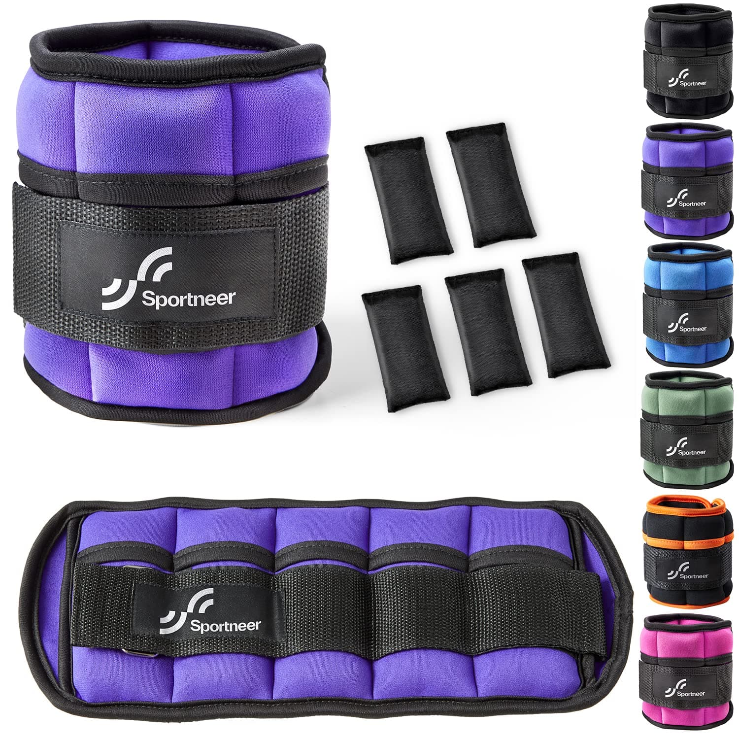 Sportneer Adjustable Ankle Weights: 1 Pair 1.27/2.45/3.6/4.8/5.9 kg Wrist Weights Arm Leg Weighted Ankle Weight for Indoor Outdoor Exercises Walking Women Men, 1.27 kg per Ankle, 5.9 kg per Pair