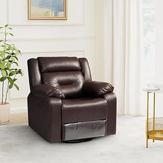 Amazon Brand - Solimo Costa 1 Seater Leatherette Rocking & Revolving Manual Recliner (Brown)