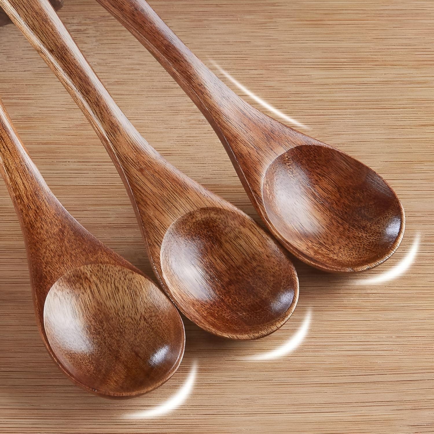 Hidaya Woods Small Teaspoons Serving Wooden Utensils for Cooking Small Condiments Spoon, Mini Mixing, Stirring, and Eating Coffee, Tea, Salt, jam, Sugar, and Spices (Set of 6)