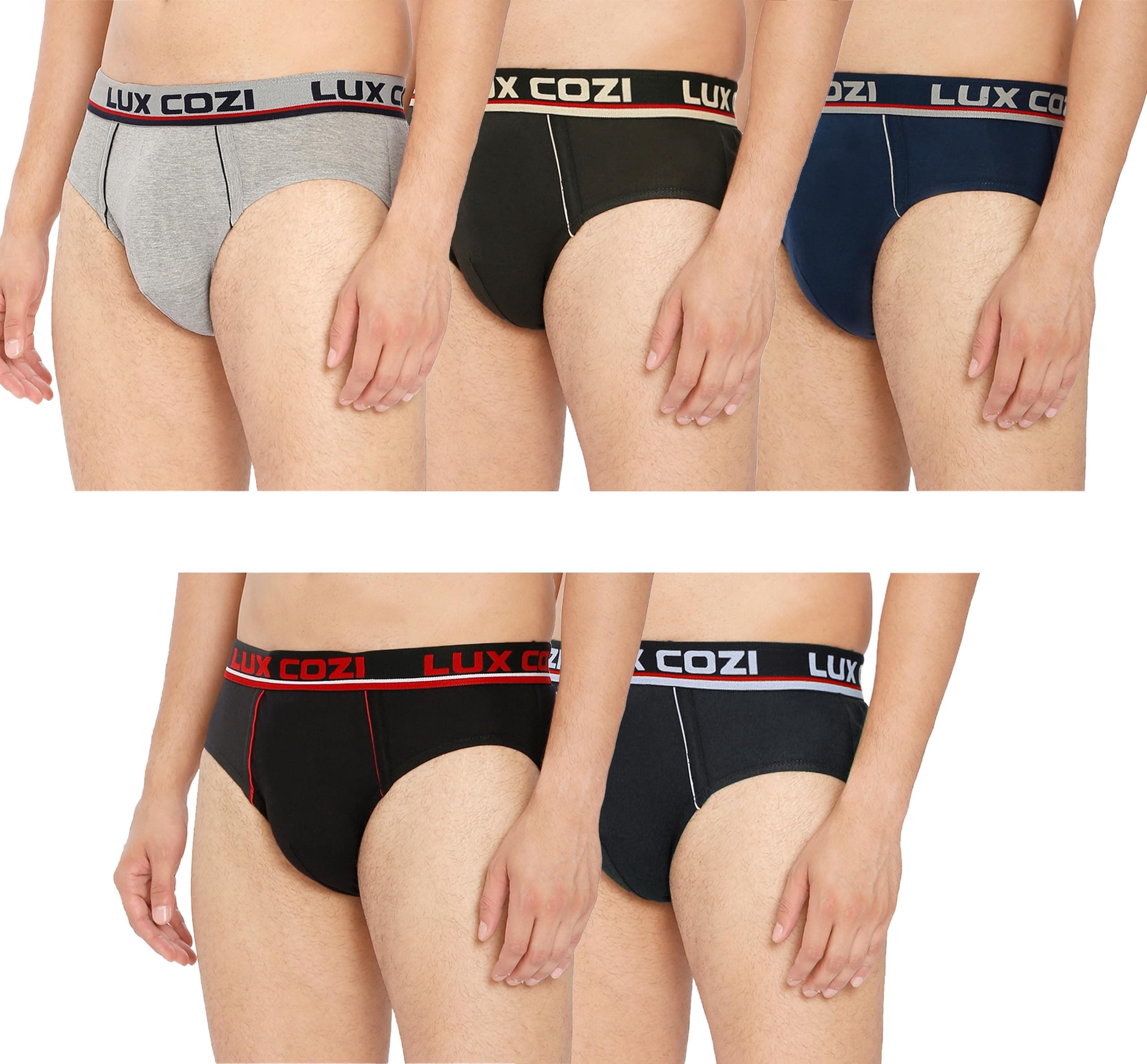 Lux Cozi Men's Cotton Brief – Soft, Breathable & All-Day Comfort Innerwear (Pack of 5)