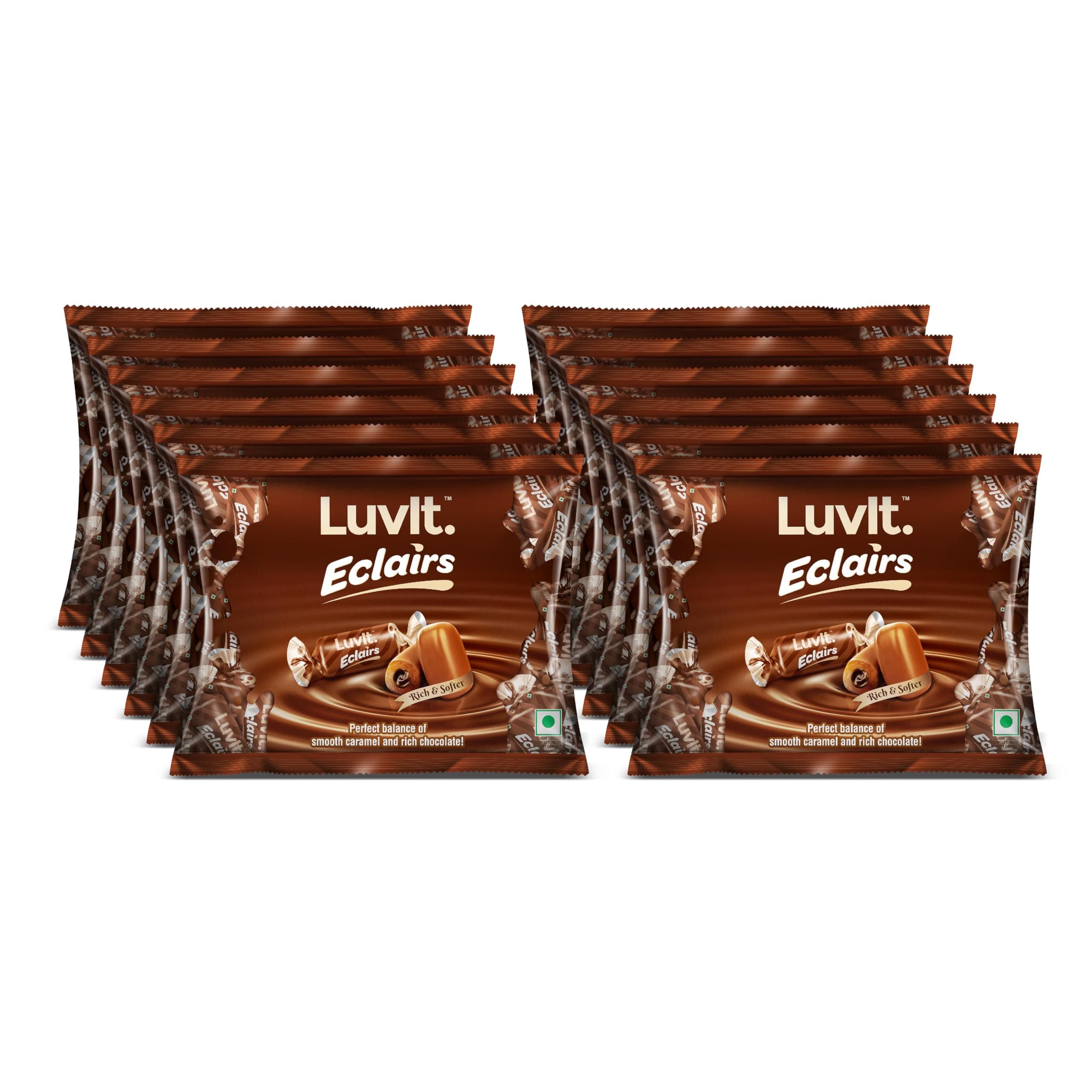 Eclairs Choco Centre filled Toffee | Pack of 12 Caramel Toffee (12 x 140 g)