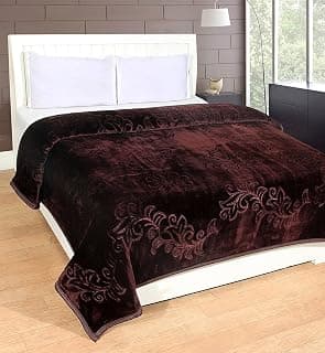 Embossed Blankets Solid Colour Ultra Soft Floral Single Bed Light Mink Winter Blanket 152x218 cms (Coffee)