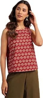 Janasya Women's Cotton Floral Print Regular Top