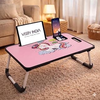Smart Latest Multipurpose Foldable Laptop Table with Cup Holder, Study Table, Bed Table, Foldable and Portable/Ergonomic & Rounded Edges/Lifetime Non-Slip Legs (Unicorn New)