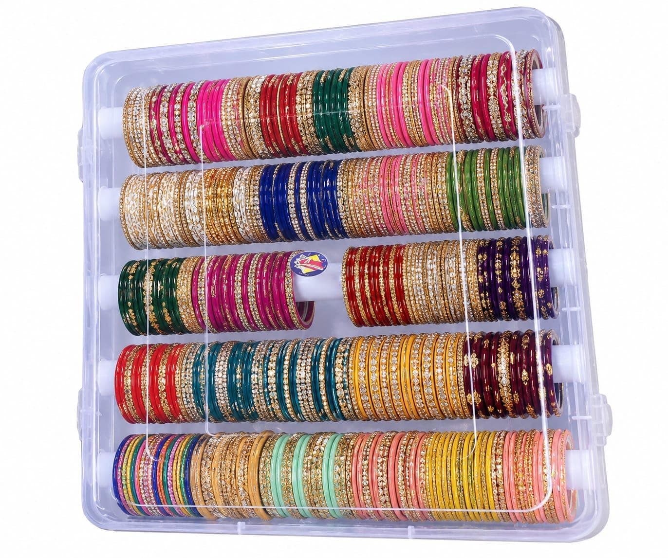 MFN 5 rod Bangle Box Chudi Set Organizer Jewelery Storage Display Box for Bangles For Women and Girls, Plastic, White