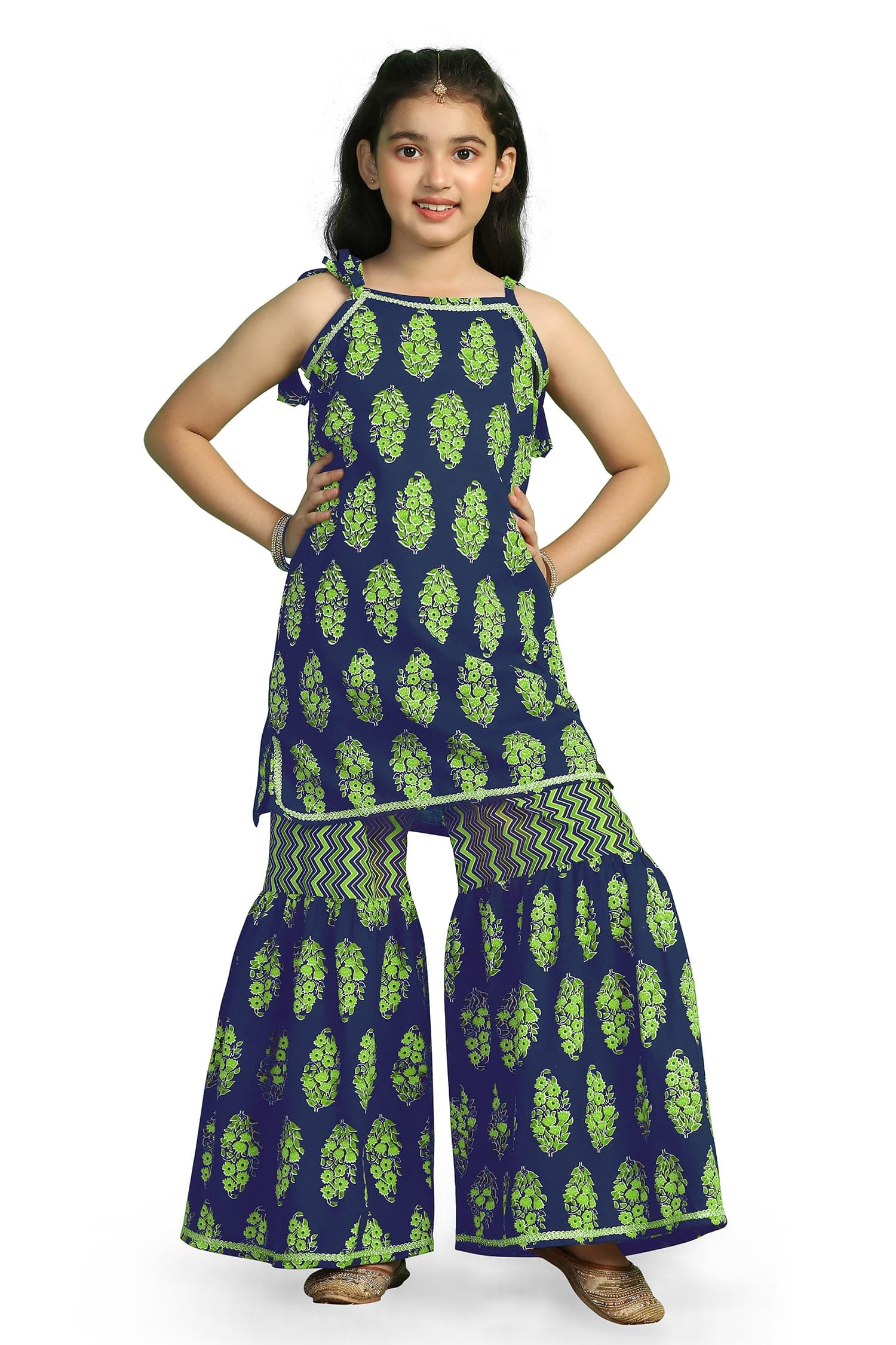 Jwalin Girls Cotton Salwar Suit Set|Sharara Set For Girls|Suit Set|Kurta Sharara Set For Girls|Suits For Kids Girls|Girl Ethnic Set